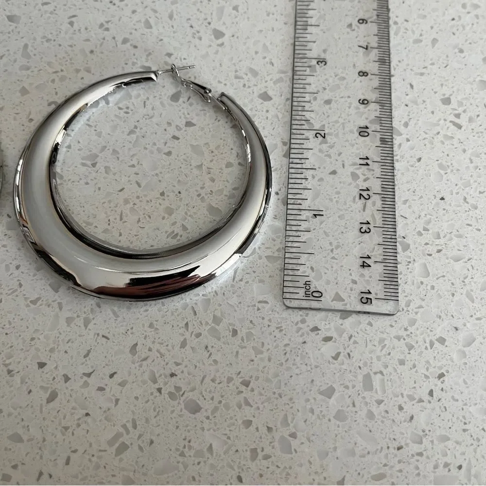 Minimalist‎ silver color Hoop Earrings